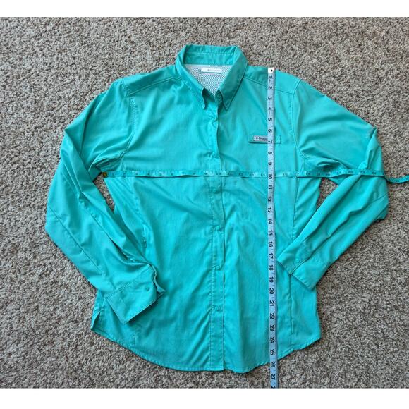 COLUMBIA PFG women's long sleeve, button up shirt Size Medium, Blue/Teal - Picture 5 of 12